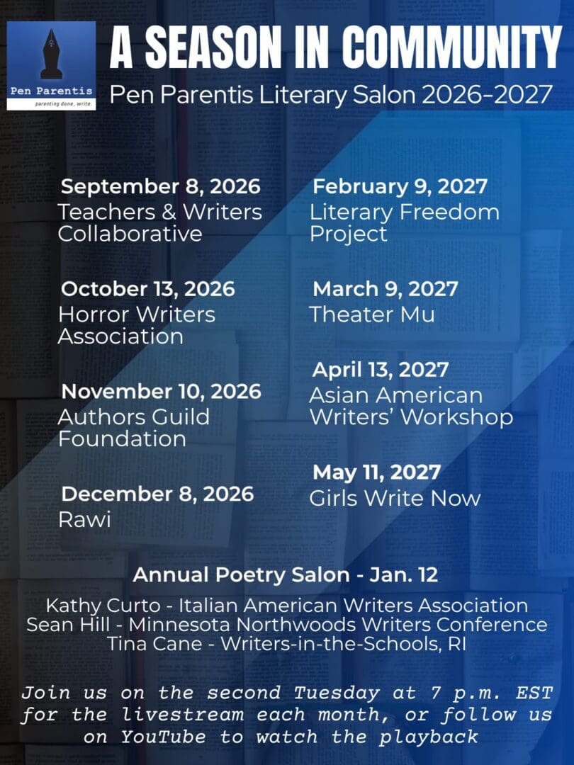 Pen Parentis Literary Salon event schedule details.